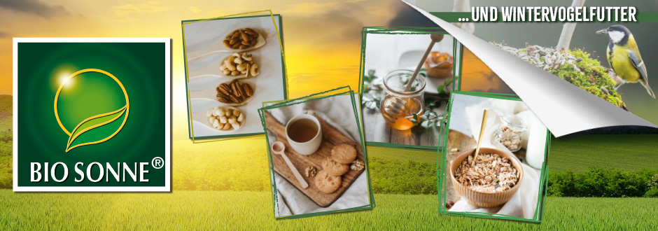Banner zum Sortimentsthema »Bio Sonne / Wintervogelfutter«
