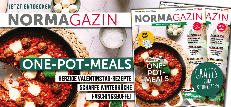 NORMAgazin entdecken. Zum digitalen Prospekt NORMAgazin Januar/Februar (möglicherweise nicht vollständig barrierefrei)