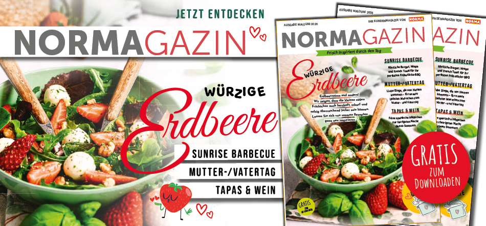 NORMAgazin entdecken. Zum digitalen Prospekt NORMAgazin Mai/Juni (möglicherweise nicht vollständig barrierefrei)