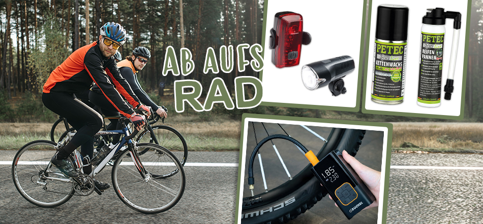 Ab aufs Rad. Zum Thema mit dem Fahrrad-Zubehör