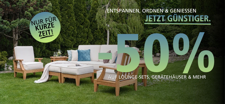 Lounge-Sets, Gerätehaus & Pergola bereits reduziert bei NORMA24.