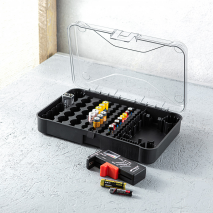Organizerbox mit Batterietester