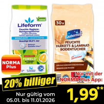 Nur mit der NORMA Plus App günstiger: »Feuchte Boden-/ Reinigungstücher«