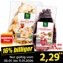Nur mit der NORMA Plus App günstiger: »Bio-Trockenfrüchte«