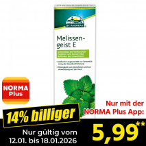 Nur mit der NORMA Plus App günstiger: »Melissengeist E«