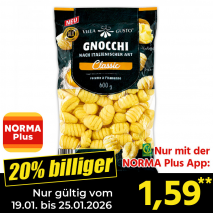 Nur mit der NORMA Plus App günstiger: »Frische Gnocchi«