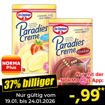 Nur mit der NORMA Plus App günstiger: »Paradies Creme«