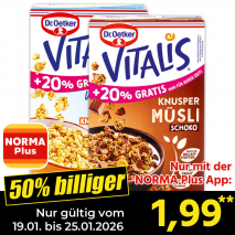 Nur mit der NORMA Plus App günstiger: »Vitalis Müsli«