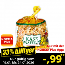 Nur mit der NORMA Plus App günstiger: »Käsewaffeln«