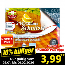 Nur mit der NORMA Plus App günstiger: »Schnitzel«