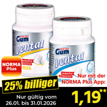 Nur mit der NORMA Plus App günstiger: »Dental Kaugummis«