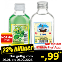 Nur mit der NORMA Plus App günstiger: »Klein Spirituosen Mix«