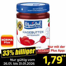 Nur mit der NORMA Plus App günstiger: »Hagebutten Konfitüre«