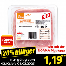 Nur mit der NORMA Plus App günstiger: »Toastschinken«