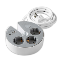 3-fach Schuko-Steckdose rund mit Handyhalterung