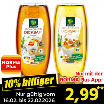 Nur mit der NORMA Plus App günstiger: »Bio-Agavendicksaft«