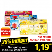 Nur mit der NORMA Plus App günstiger: »Ländertee«