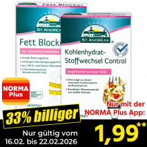 Nur mit der NORMA Plus App günstiger: »Kohlenhydrat-Stoffwechsel Control / Fett Blocker+«