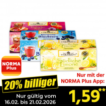 Nur mit der NORMA Plus App günstiger: »Ländertee«