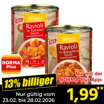 Nur mit der NORMA Plus App günstiger: »Ravioli«