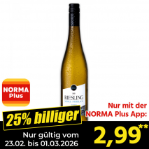 Nur mit der NORMA Plus App günstiger: »Jakob Demmer Riesling aus der Steillage«