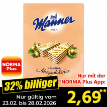 Nur mit der NORMA Plus App günstiger: »Waffelspezialität«