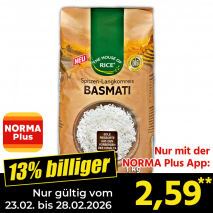 Nur mit der NORMA Plus App günstiger: »Spitzen-Langkornreis Basmati«