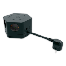 5-fach Schuko-Tischsteckdose 6-eckig