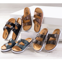 Komfort-Pantoletten mit Leder-Tieffußbett