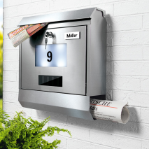 Beleuchteter Edelstahl-Briefkasten