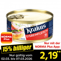 Nur mit der NORMA Plus App günstiger: »Frühstücks-/ Eisbeinfleisch«