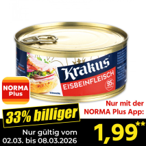 Nur mit der NORMA Plus App günstiger: »Frühstücks-/ Eisbeinfleisch«