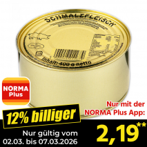Nur mit der NORMA Plus App günstiger: »Schmalzfleisch«