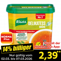 Nur mit der NORMA Plus App günstiger: »Delikatess Brühe«