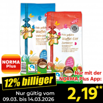 Nur mit der NORMA Plus App günstiger: »Fein gefüllte Waffel-Eier«