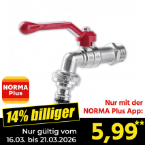 Nur mit der NORMA Plus App günstiger: »Auslaufkugelhahn 1/2'«