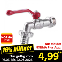Nur mit der NORMA Plus App günstiger: »Auslaufkugelhahn 3/4'«