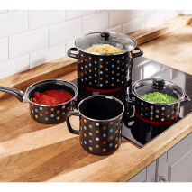 Emaille-Kochtöpfe Bunte Dots