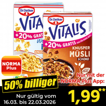 Nur mit der NORMA Plus App günstiger: »Vitalis Müsli«