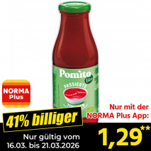 Nur mit der NORMA Plus App günstiger: »Bio-Passierte Tomaten«