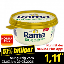 Nur mit der NORMA Plus App günstiger: »Rama«