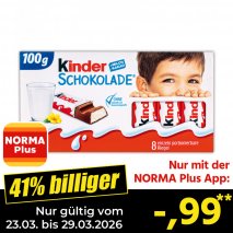 Nur mit der NORMA Plus App günstiger: »Kinder-Schokolade / Yogurette«
