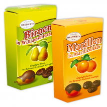 Produktbild »Marillen in Marillenlikör oder Birnen in Williamsbirnenlikör«