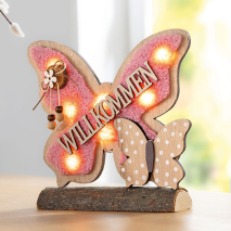 Tischdeko „Willkommen“ Schmetterling