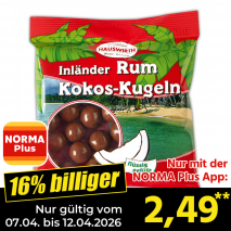 Nur mit der NORMA Plus App günstiger: »Rum Kokos-Kugeln«