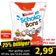 Nur mit der NORMA Plus App günstiger: »Schoko-Bons«