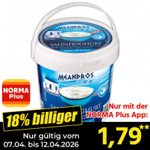 Nur mit der NORMA Plus App günstiger: »Sahnejoghurt«