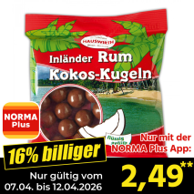 Nur mit der NORMA Plus App günstiger: »Rum Kokos-Kugeln«