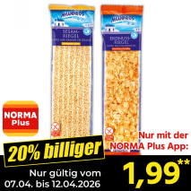 Nur mit der NORMA Plus App günstiger: »Sesam-/ Erdnuss-Riegel«