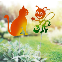 Blumentopfstecker in Regenbogenfarben